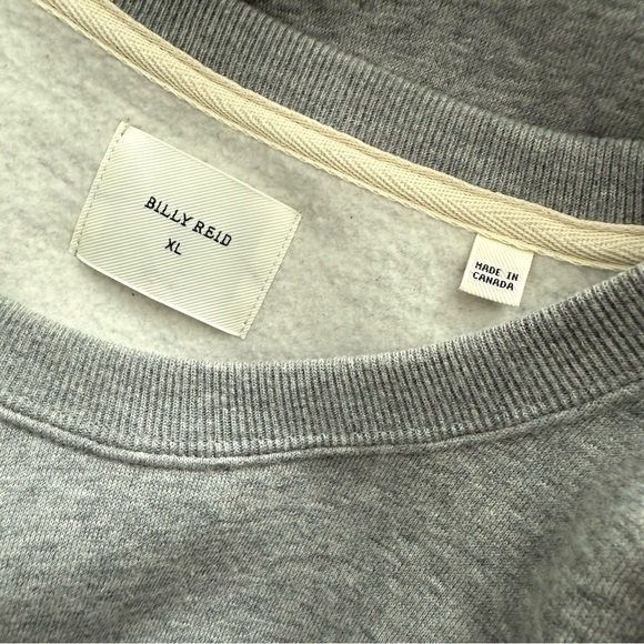 Billy Reid Dover Sweatshirt Grey with Brown Leather Patch Elbows XL - Picture 7 of 9